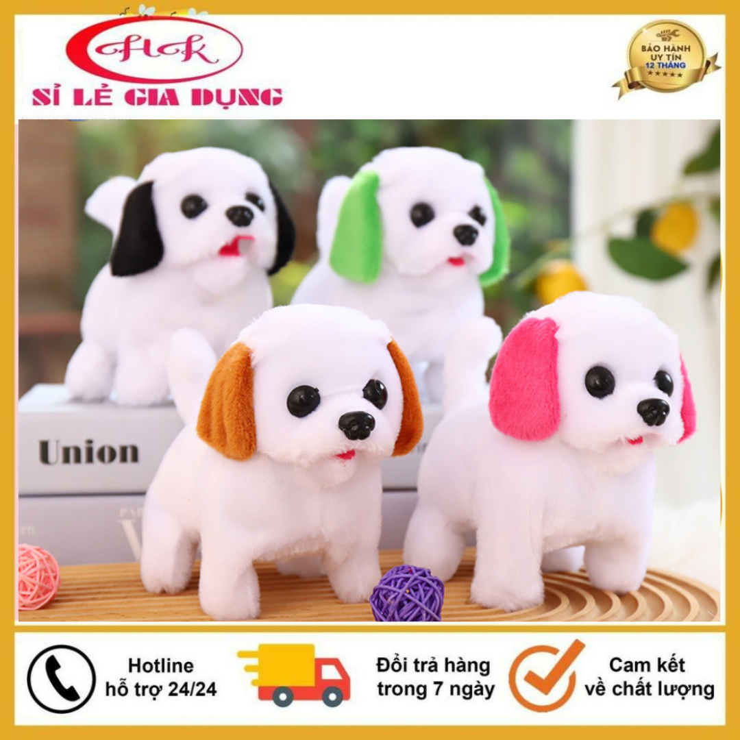 Đồ chơi chó bông biết đi, biết sủa, vẫy đuôi kêu bi bi, cún bông biết đi HK Mart