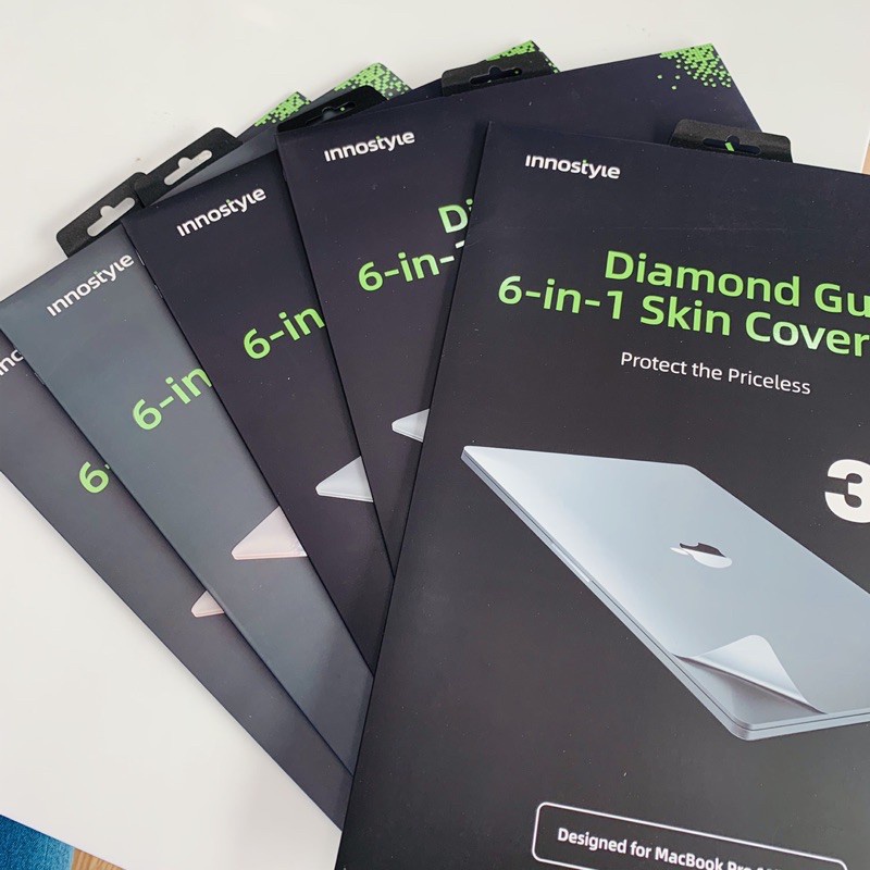 BỘ DÁN MACBOOK 3M INNOSTYLE (USA) DIAMOND GUARD 6-In-1. Dán macbook cao cấp, chống trầy xước, tản nhiệt tốt