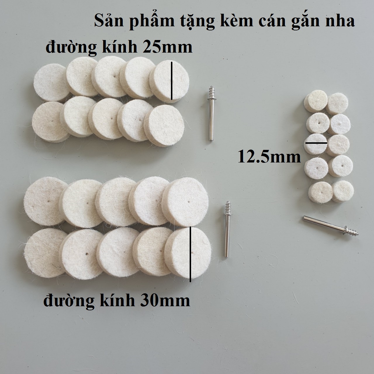 Nỉ đánh bóng đa năng - đánh sườn điện thoại - đánh bóng đá ngọc - đánh bóng kim loại - Bộ 10 pad nỉ đánh bóng cán 3mm