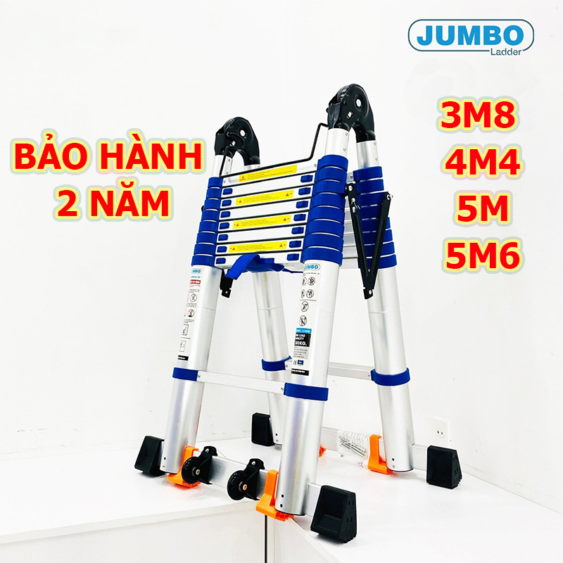 Thang nhôm rút xếp đôi chữ a jumbo a190b, a220b, a250b, a280b new 2020 thang nhôm rút gọn đa năng cao cấp đai xanh