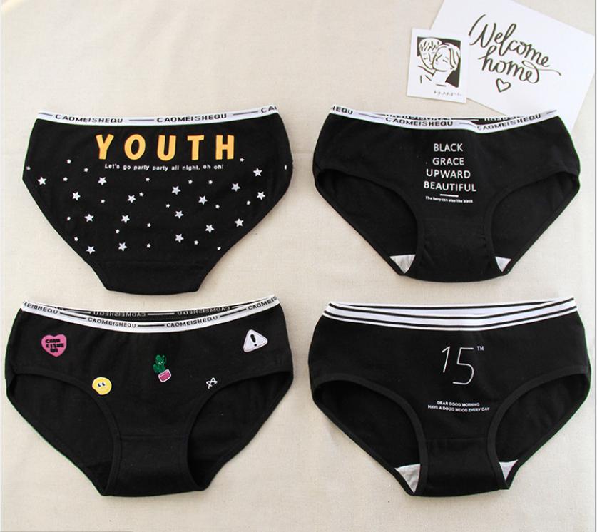 (Đủ Size)4 quần lót nữ, quần chip cotton cao cấp trơn màu đen(sale lỗ giới thiệu SP mới).