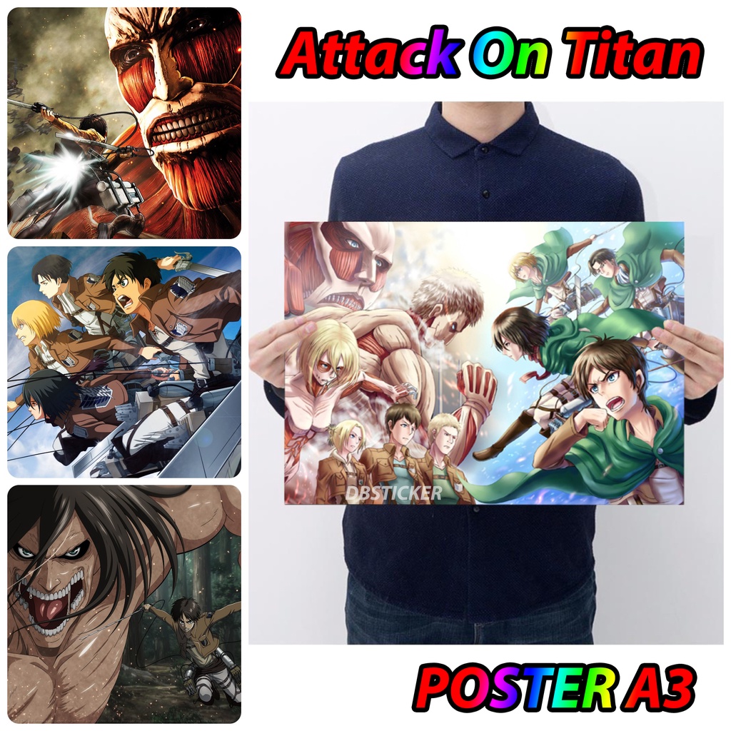 Poster dán tường, tranh anime Attack On Titan trang trí decor góc học tập, làm việc