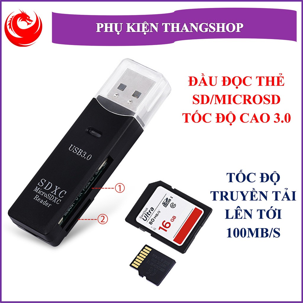 Đầu đọc thẻ nhớ usb 3.0 đọc thẻ sd, microsd tốc độ cao