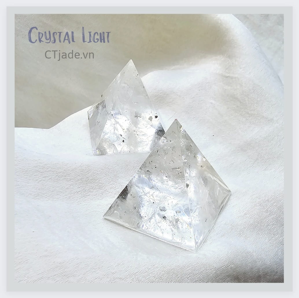 Flashsalectjade 2312271 Kim tự tháp nhựa Resin đổ đá năng lượng thạch anh trắng thiên nhiên, Kim tự tháp Resin Crystal light 35mm, 60mm, 70mm. Phiên bản đẹp xuất sắc