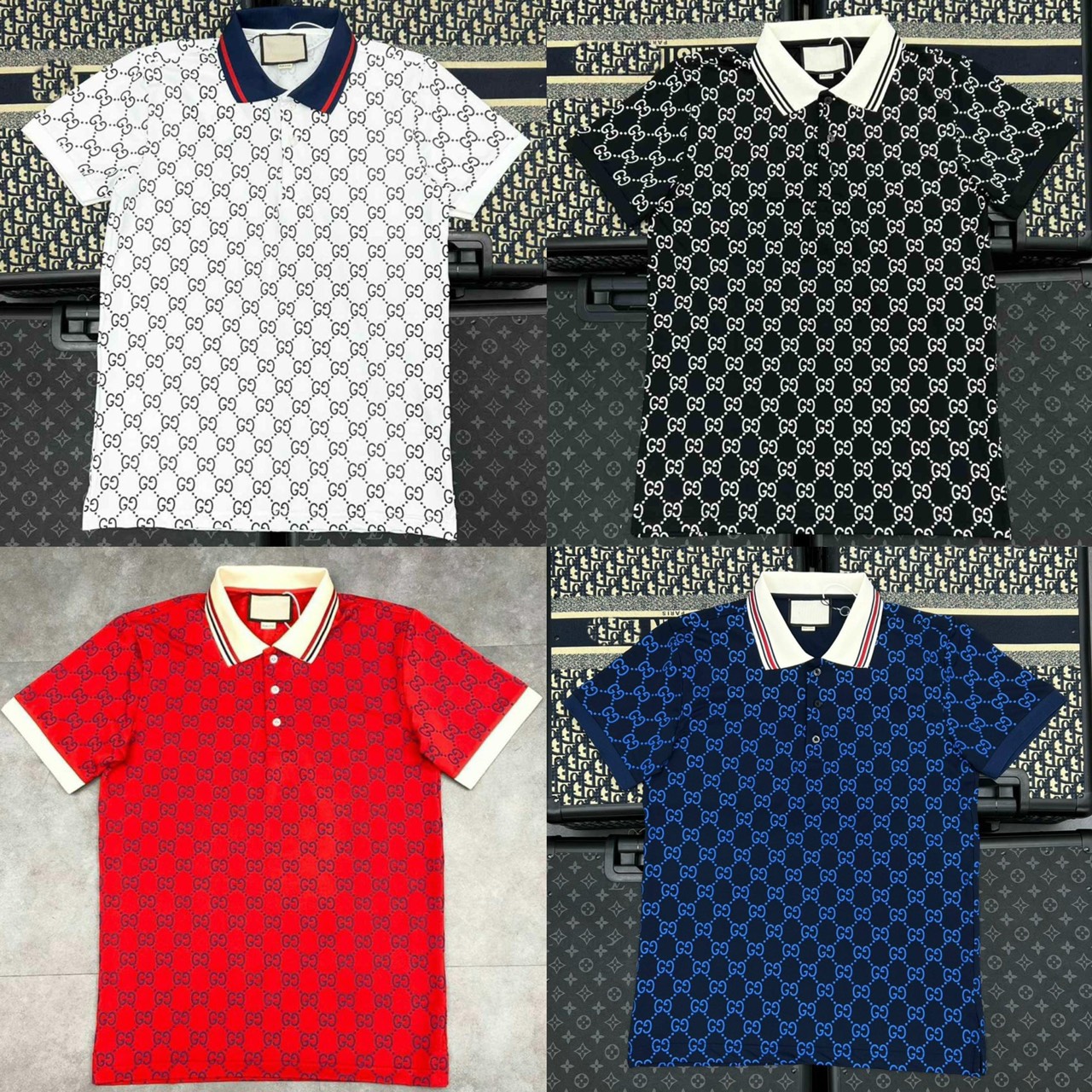 Áo thun nam POLO có cổ tay ngắn phối họa tiết vải cotton co dãn form chuẩn cao cấp