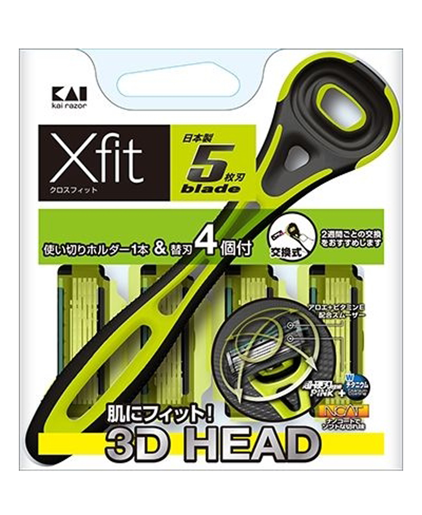 Bộ dao cạo Kai Xfit Head 5 lưỡi kép + 4 lưỡi dao thay thế.