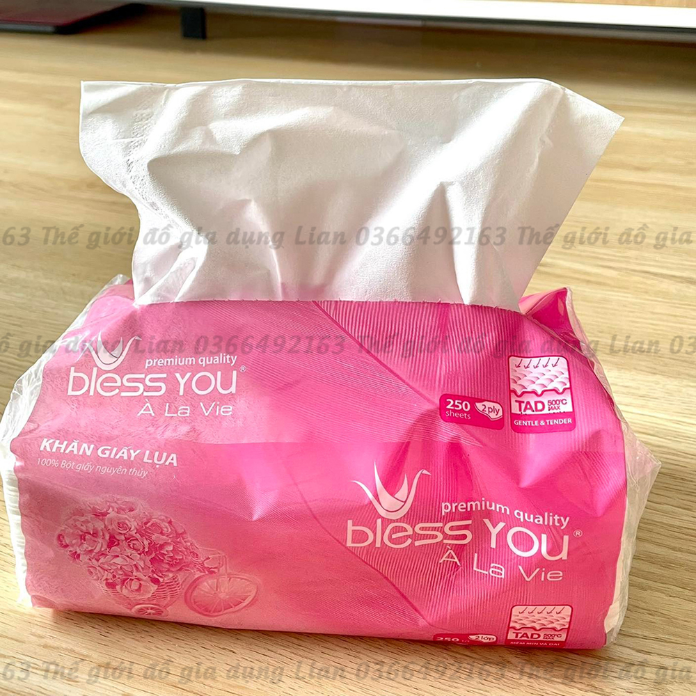Khăn giấy rút Bless you 250 tờ dạng túi - Giấy rút Bless you 250 tờ 2 lớp