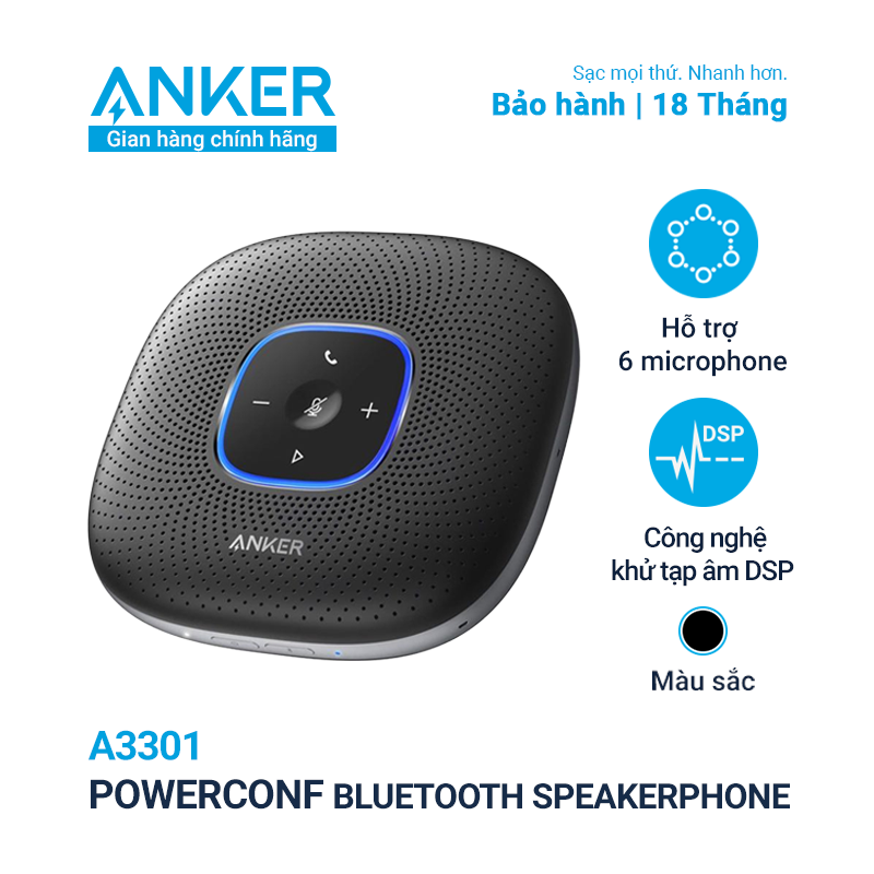 Loa Bluetooth hội nghị ANKER POWERCONF A3301 với 6 micro tăng cường, 24h sử dụng bảo hành 18 tháng Anker Việt Nam
