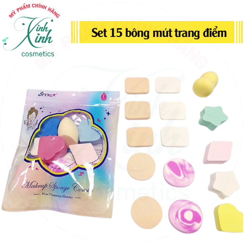 Mút trang điểm ⭐Makeup⭐ Set 15 bông mút trang điểm | Mềm mịn phù hợp dặm phấn và trang điểm