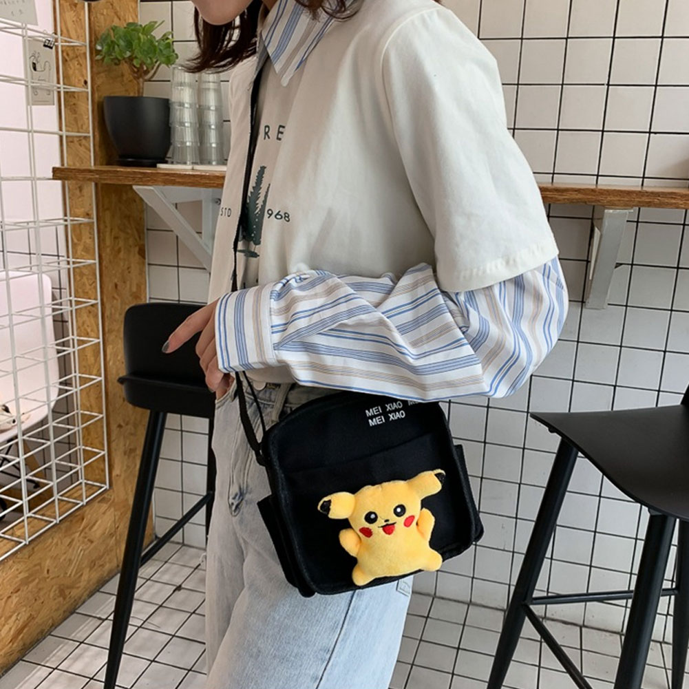 Pikachu túi đeo chéo nữ mini hàn quốc túi xách nữ đeo chéo cute túi tote vải mềm