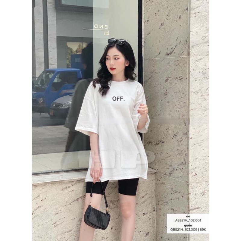 [HCM]Set Áo thun phông OFF kèm quần legging lửng cá tính