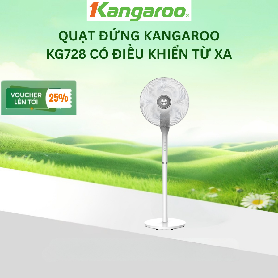 Giá xả kho] Quạt đứng xoay 360 độ Kangaroo KG728 - Tích hợp 2 mức chỉnh chiều cao - Hàng chính hãng