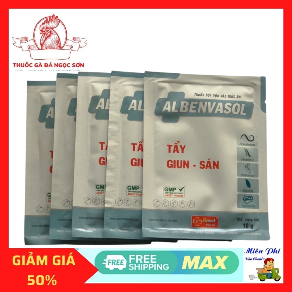 5 gói thuố,c tẩy giun dùng cho thú y /thuố,c thú y/thuố,c dùng cho thú cưng.huôc tẩy giuan gà đá 10g 1 gói.