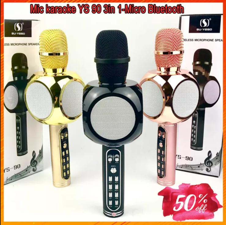 Micro Karaoke YS-90 Micro karaoke bluetooth không dây Mic Karaoke Gia Đình Micro hát Karaoke cực hay YS-90 phiên bản mới nhất 2020 3in1 tích hợp loa Bluetooth cao cấp Âm thanh cực đỉnh BH 12T 1 Đổi 1