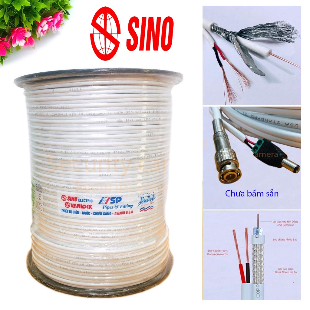 Dây cáp đồng trục liền nguồn SINO cao cấp chuyên dụng cho Camera