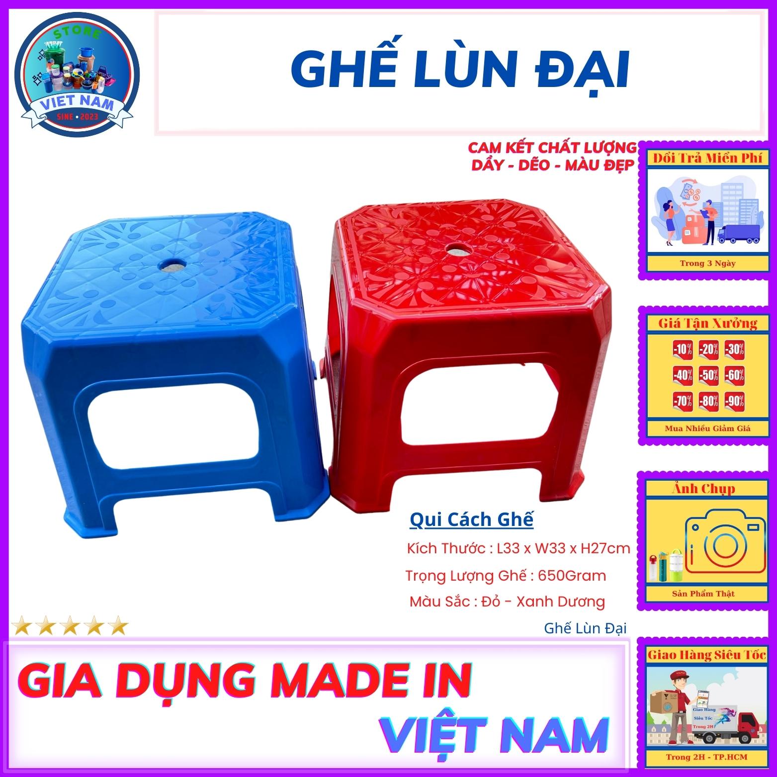 Ghế lùn đại - ghế nhựa thấp mặt vuông loại lớn - dầy