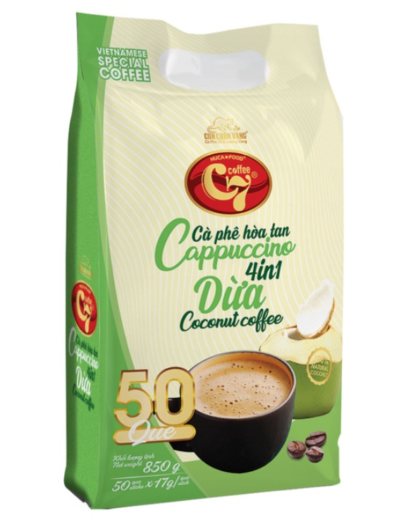 Cà phê dừa hòa tan cappuccino 50 que x 17g