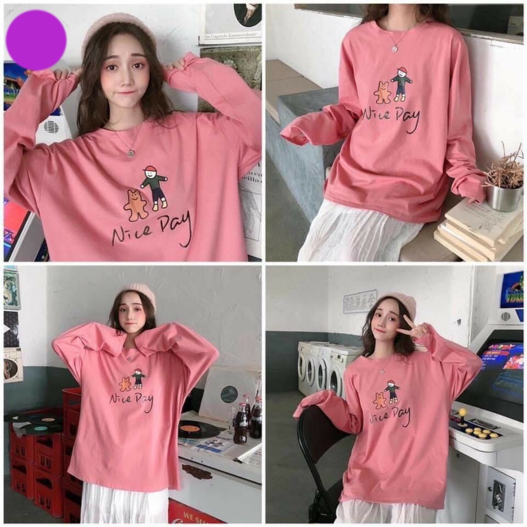 [HCM](Có video) Áo khoác nam nữ Sweater Nice day dễ thương thun cotton ngoại cao cấp(Hình thật 100%)