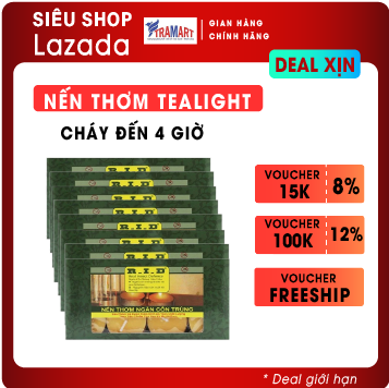 Hộp 8 nến tealight thơm rid ngăn côn trùng quang minh candle ftramart ftm-rid1502