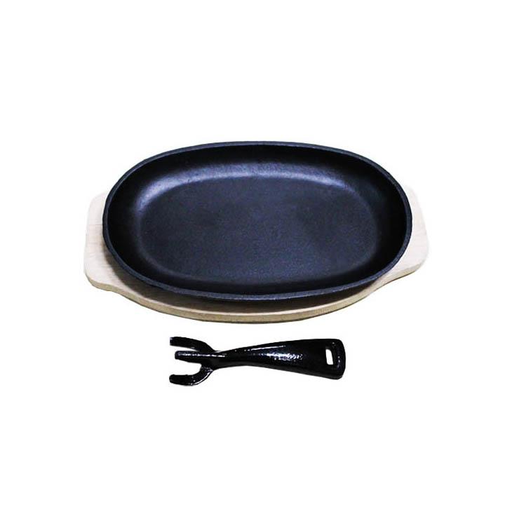 Set 2 bộ chảo gang chống dính làm bít tết oval đa năng