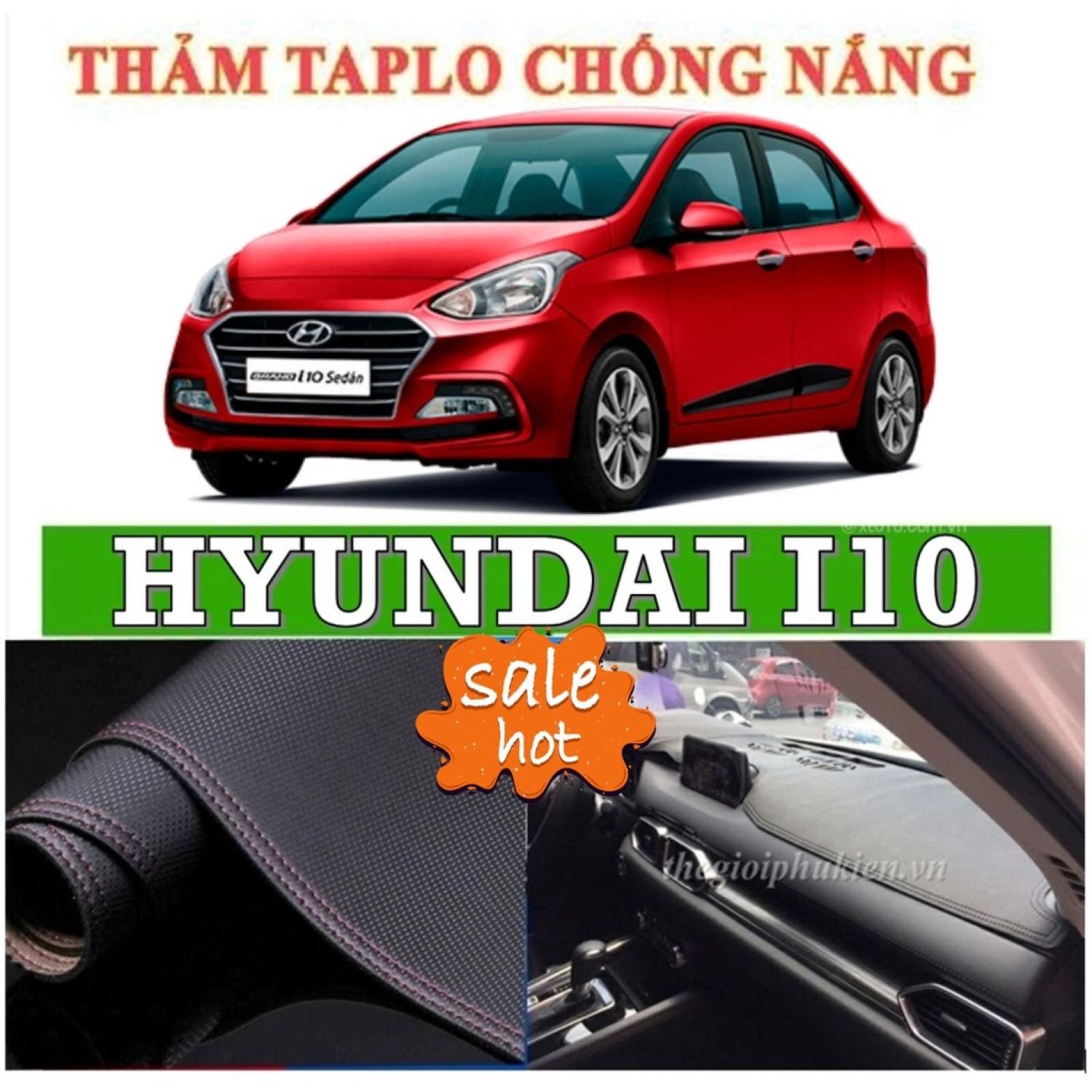 Thảm Taplo da PU Huydai I10 cao cấp 3 lớp dập vân cacbon