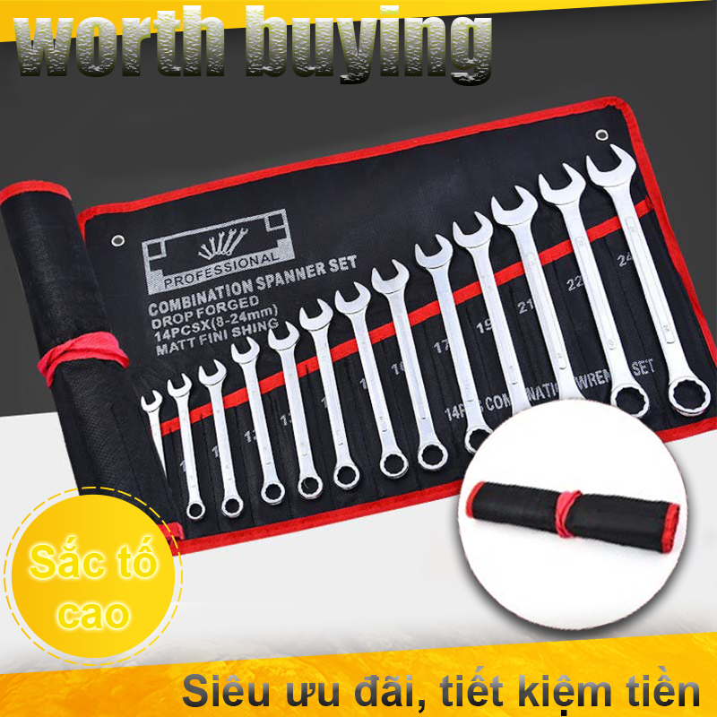 Bộ cờ lê 14 món, bộ dụng cụ cờ lê torx, cờ lê đa năng dụng cụ sửa chữa ô tô, vít mở bu lông xe đạp xe máy bảo trì ô tô tiện lợi đa năng bằng thép không gỉ