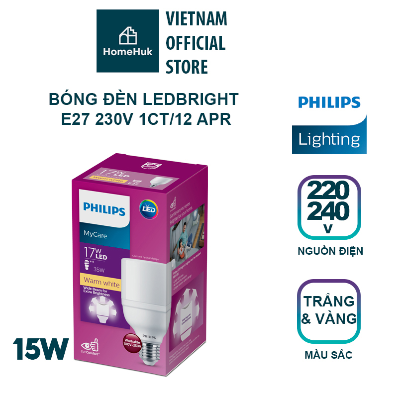 Bóng đèn philips ledbright 15w e27 230v 1ct/12 apr