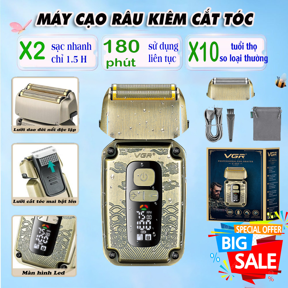 Máy cạo râu đa năng cao cấp chuẩn IPX7 chính hãng, Máy cạo khô, cạo râu nam mini có tăng tốc, màn hình,chống nước