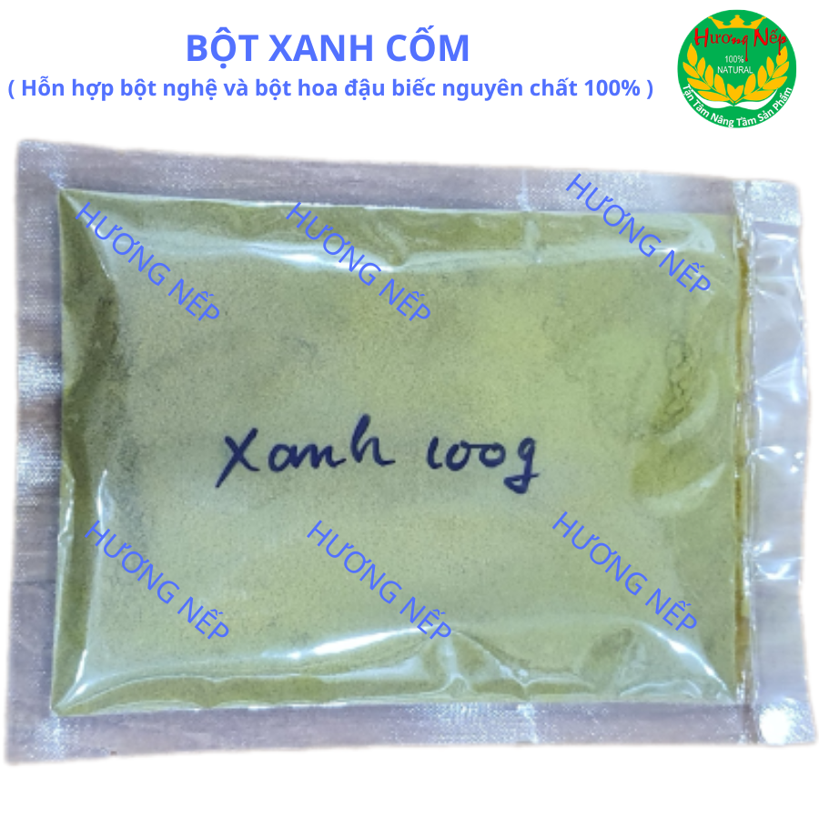 Bột màu xanh cốm làm xôi, bánh từ hỗn hợp nghệ và hoa đậu biếc