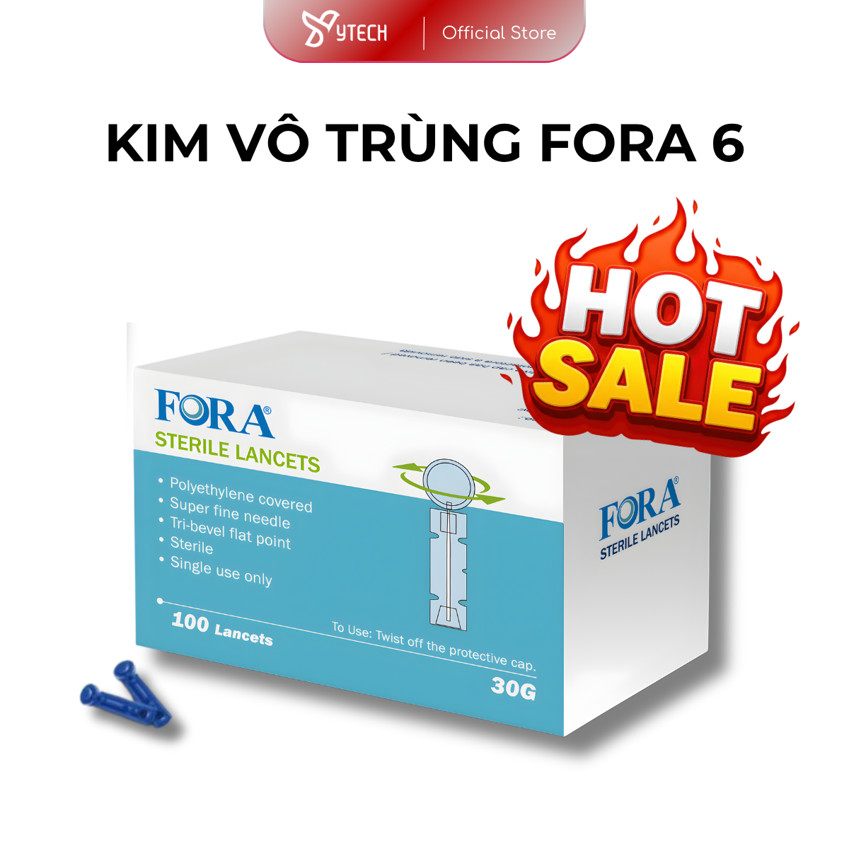 [YTECH] Giá Sốc - 50 Kim Vô Trùng Sử Dụng Cùng Máy Đo Đường Huyết FORA 6