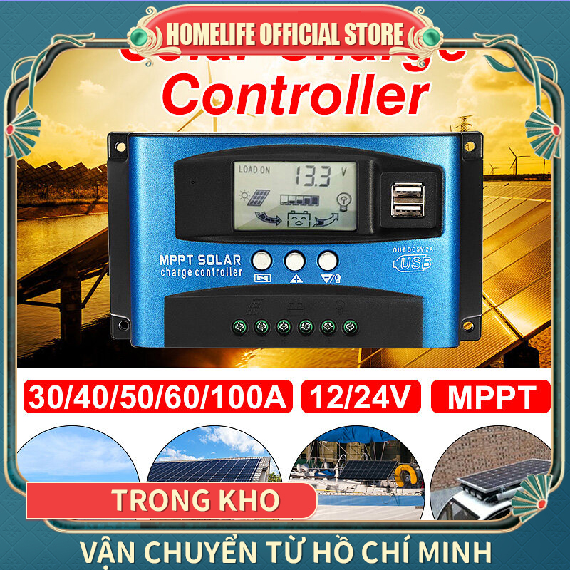 Bộ điều khiển năng lượng mặt trời-30A Bộ Điều Chỉnh Năng Lượng Mặt Trời MPPT 40/50/60/100A 12/24V Bộ Điều Khiển Sạc, Năng Lượng Mặt Trời Điều Khiển