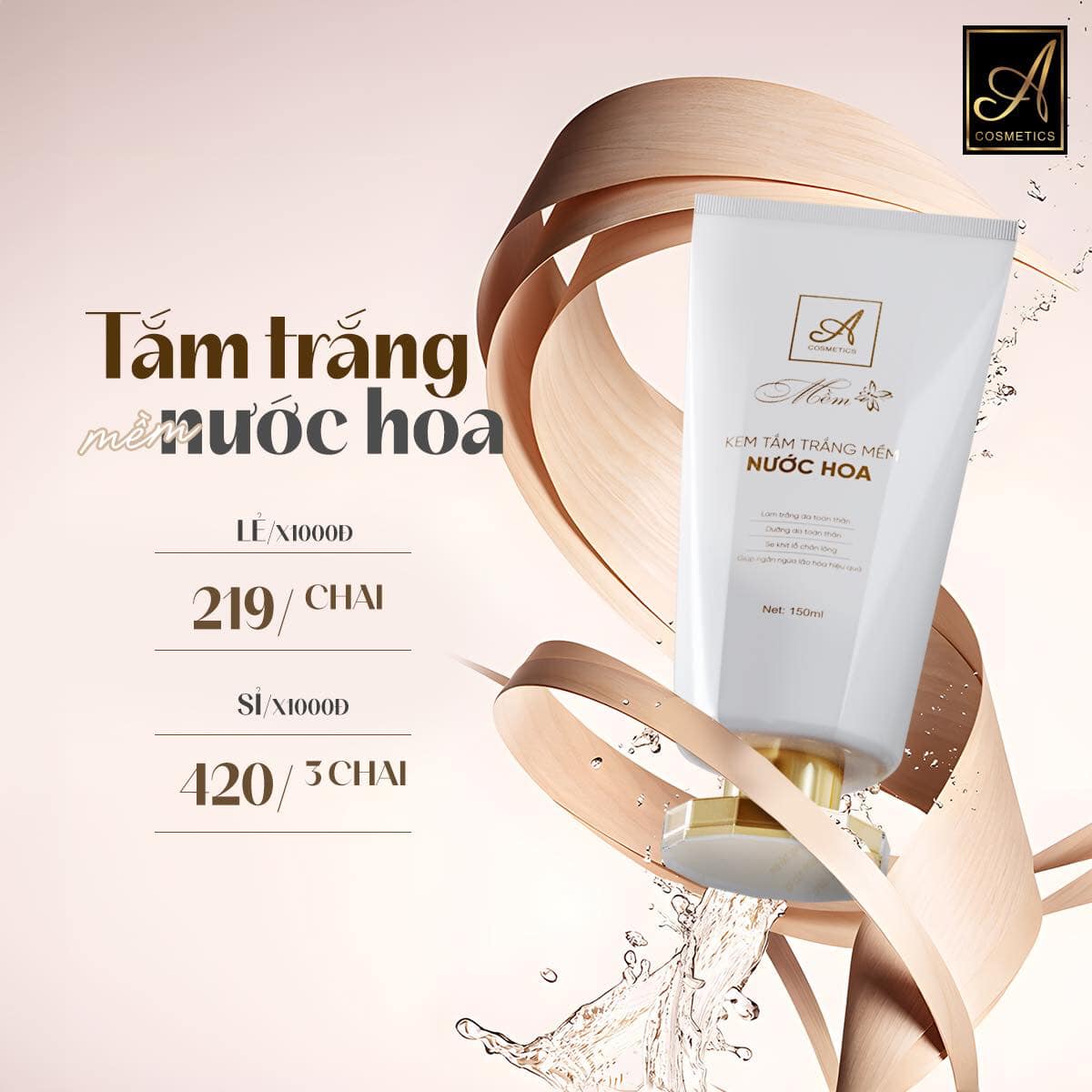 Kem tắm trắng mềm nước hoa a cosmestics 150ml chính hãng mp phương anh