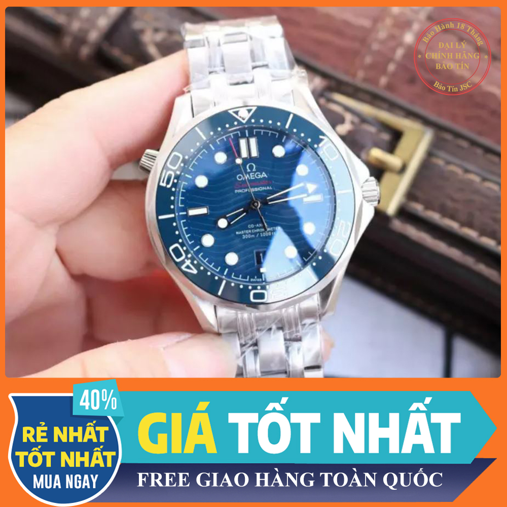 { ĐỒNG HỒ BẢO TÍN SHOP SỊN } Đồng Hồ Nam Om ô mê ga Dây Thép Mặt Xanh - Size 40mm (DN8800)