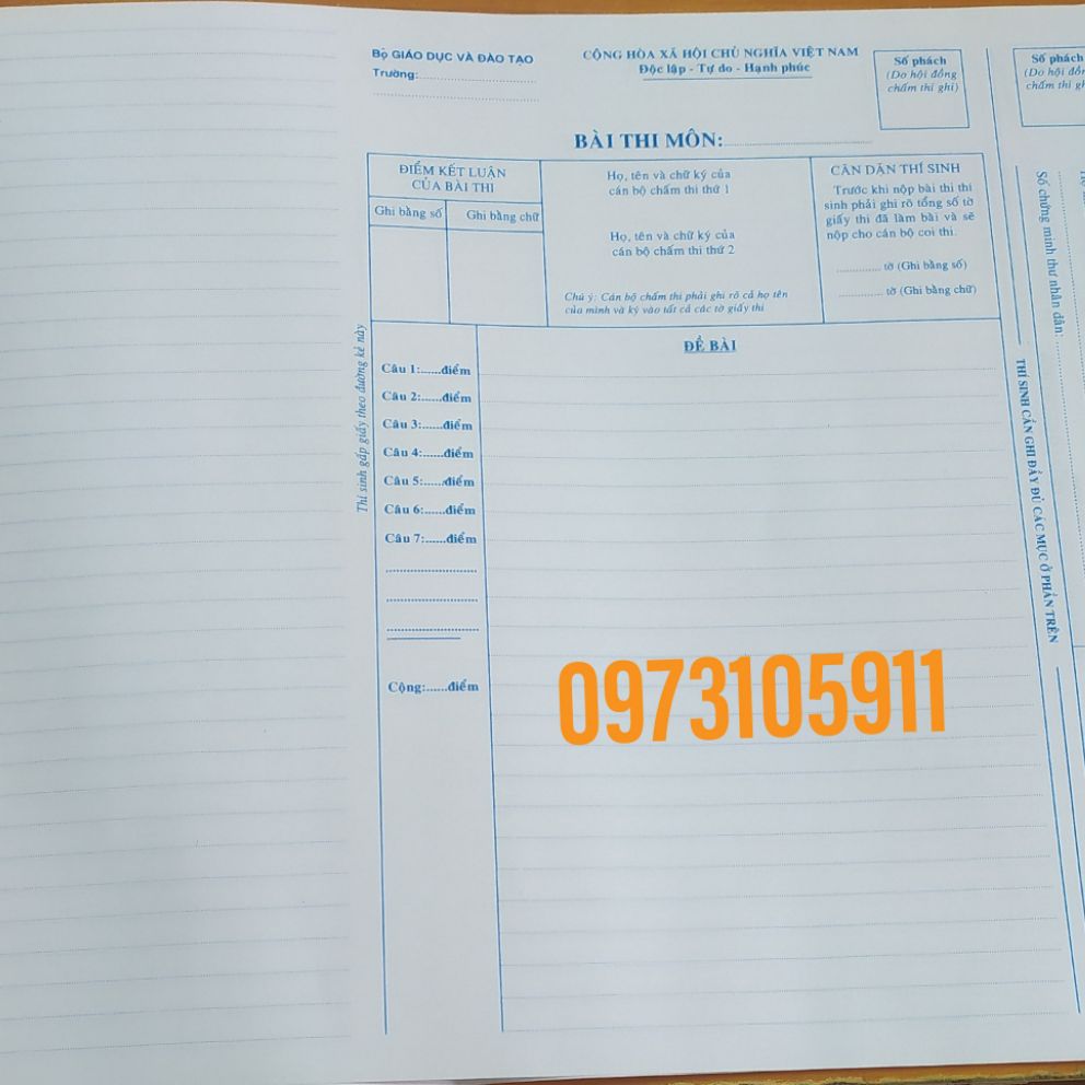 Giấy thi đại học-  100 tờ giấy thi khổ A3