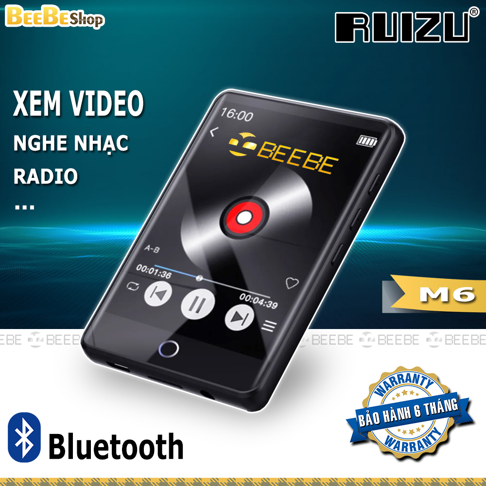 RUIZU M6 Bluetooth MP3 Music Player With Full Touch Screen 8GB 16GB Mini Portable Hifi Lossless MP3 Player With Built in Speaker Walkman Support FM Radio E-book Voice Recording Video Player Pedometer Support Memory Expansion to 128GB