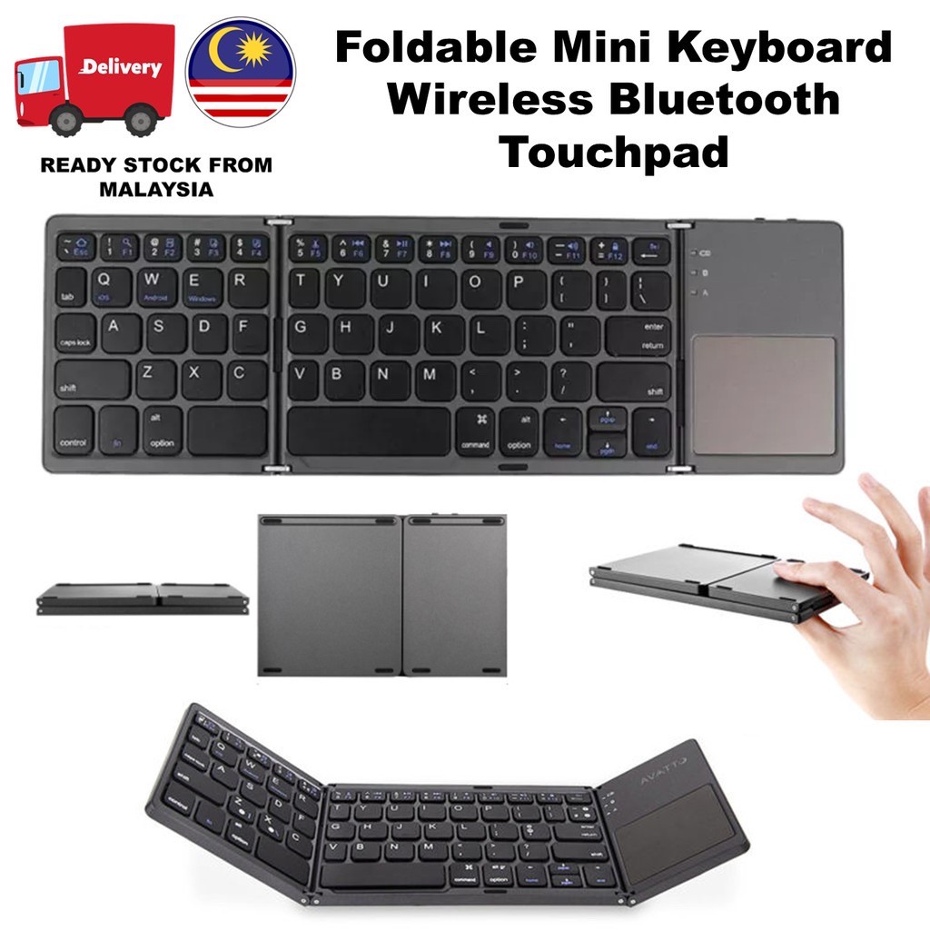 Foldable ultra-slim portable wireless bluetooth keyboard b033 qwerty with touchpad
