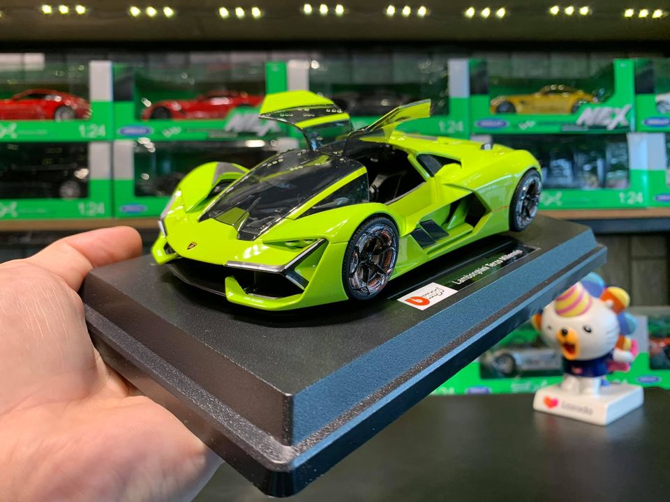 Mô hình ô tô siêu xe Lamborgini Terzo Millennio tỉ lệ 1:24 hãng Burago màu xanh nõn chuối