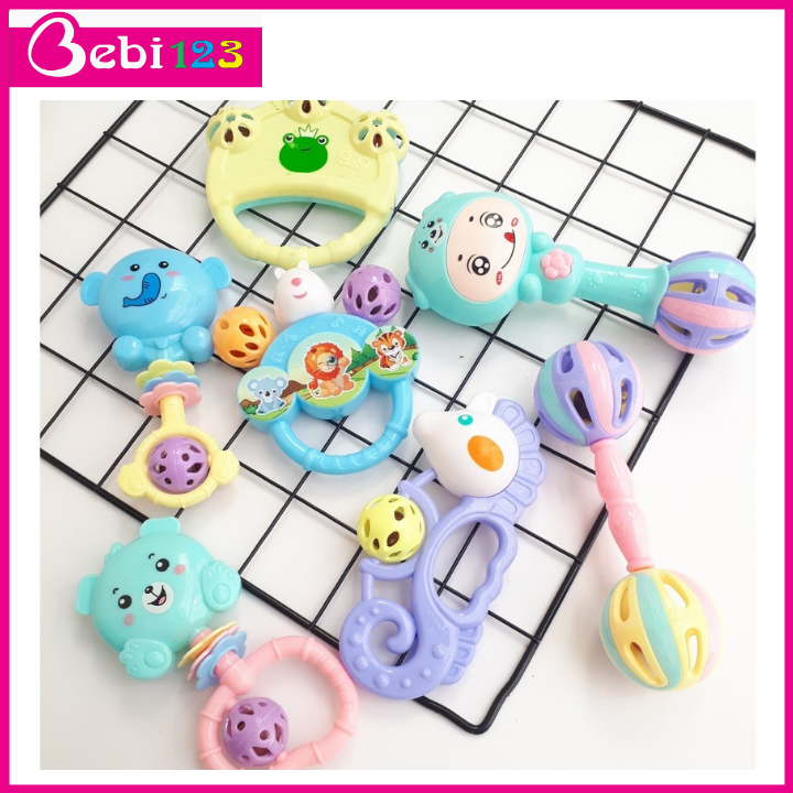  Bộ đồ chơi 7 món xúc xắc lục lạc nhiều màu sắc cho bé 