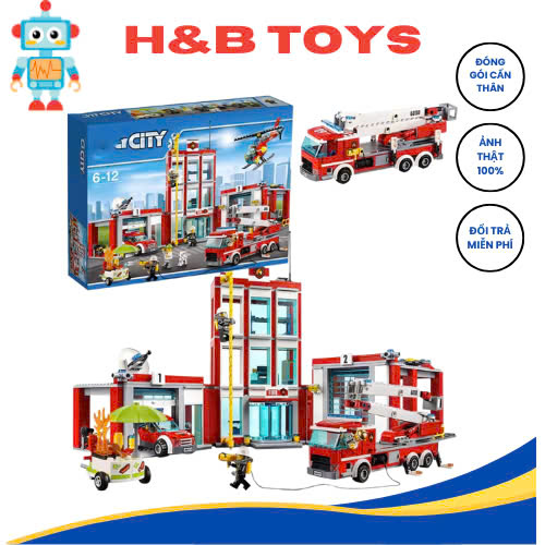 Đồ chơi lắp ráp thành phố 10831 6064 - Xếp Hình Trụ Sở Cứu Hỏa Lớn 958 Mảnh