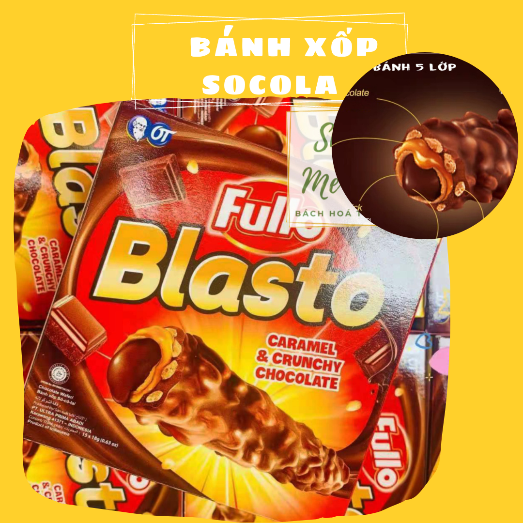 Bánh Xốp Ống Socola 5 Lớp 270g - Hộp 15 cây Blasto Fullo Indonesia - Shop Mẹ Bắp [Date 12/2023]