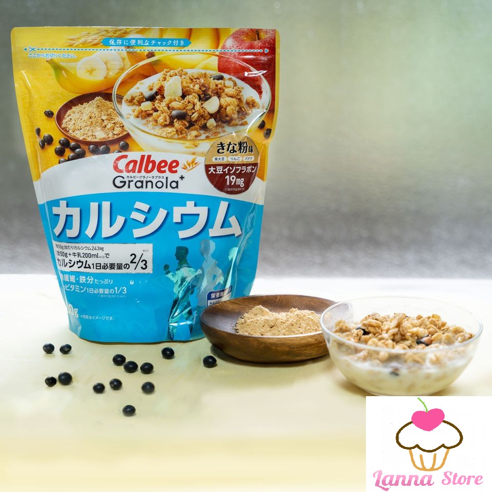Ngũ cốc Calbee ăn kiêng giảm cân Nhật Bản mix hoa quả trái cây sữa chua dùng ăn sáng - Xanh Canxi 400G