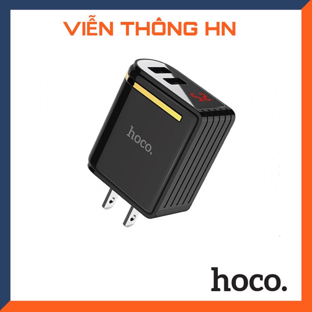 Cốc sạc nhanh Hoco c39 us 2 cổng usb - củ sạc nhanh cao cấp chống cháy nổ có đèn led hiển thị điện áp cho mã đt  điện thoại ip samsung oppo xiaomi vivo ...vv
