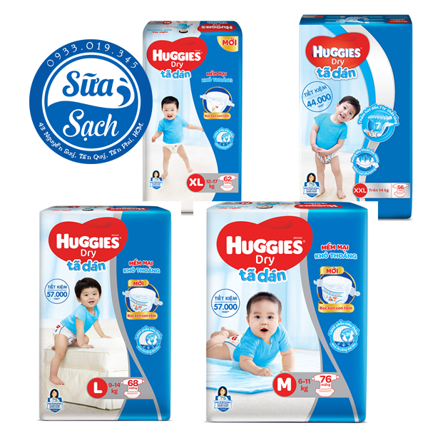 Tã dán huggies /m76/l68/xl62/xxl56
