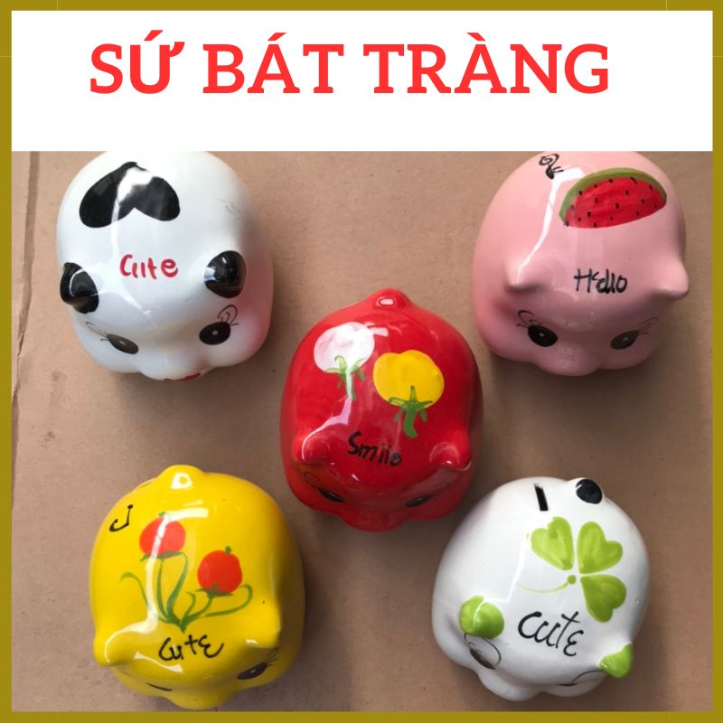 Heo đất tiết kiệm truyền thống chất liệu gốm sứ Bát tràng màu săc tươi đẹp, heo đất bóng sáng loại nhỏ cực kỳ dễ thương