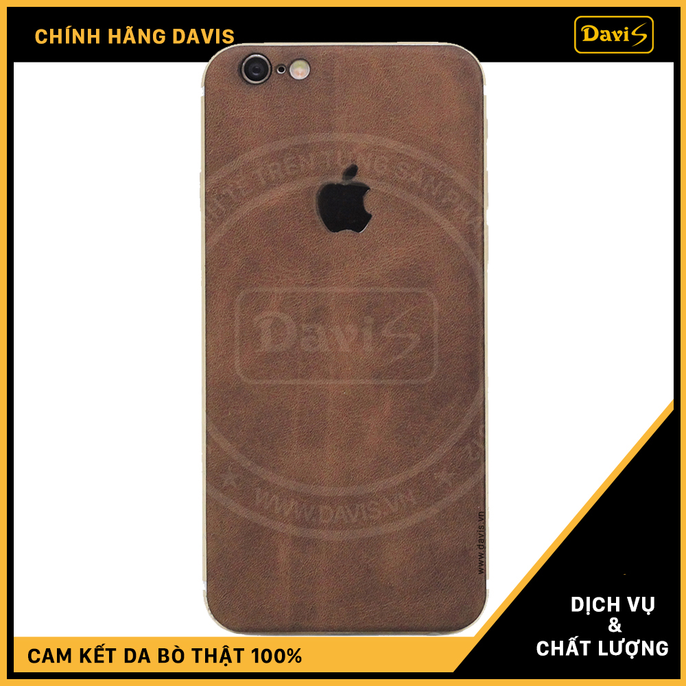 Dán da điện thoại iphone 6 plus/6s plus da bò thật nhập khẩu cao cấp - Chính hãng Davis.