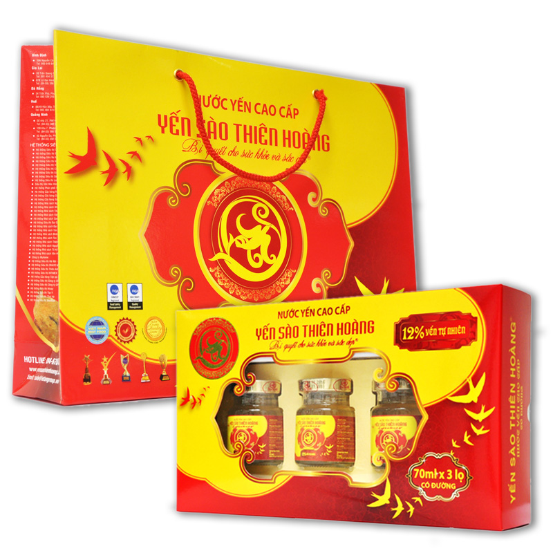 COMBO 2 HỘP (6 lọ + túi ) YẾN SÀO THIÊN HOÀNG CAO CẤP kèm túi