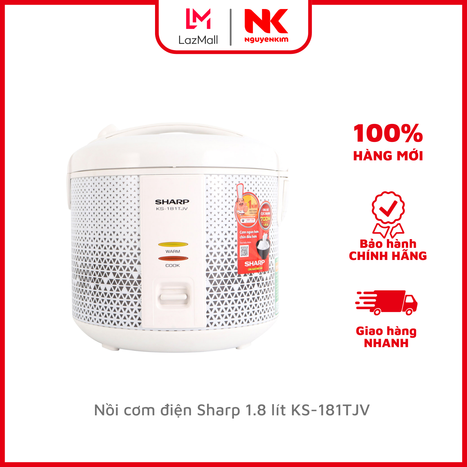 Nồi cơm điện sharp 1.8 lít ks-181tjv
