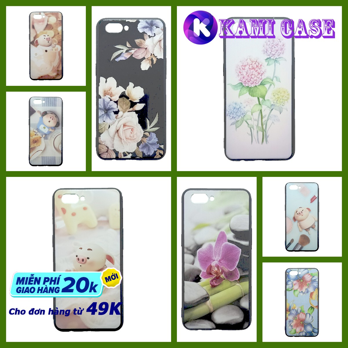 Ốp lưng oppo a3s cứng bóng viền dẻo