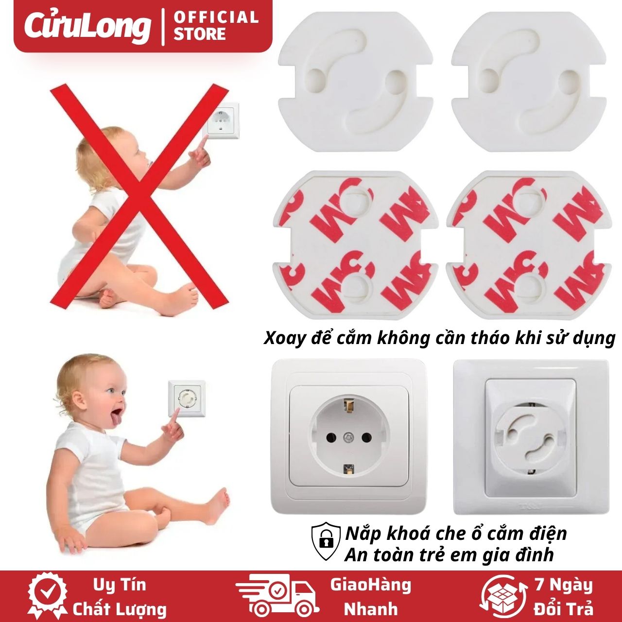 Nút Bịt Ổ Điện An Toàn Cho Bé nắp bọc che ổ điện xoay cắm không cần tháo khi sử dụng