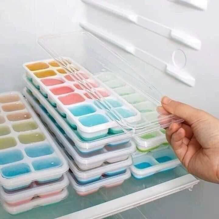 Khay làm đá viên tủ lạnh silicon Best Home có nắp đậy - Khuôn làm đá an toàn dễ dùng tránh bị lẫn mùi trong tủ lạnh